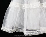 Small 1950s White Petticoat with Sheer Tulle Flounces - Size 6 Full Skirt Crinoline - 50s Pretty Pin-Up Lingerie by Anne Fogarty - Waist 26