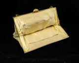 1950s Gold & Silver Purse - 50s Metallic Formal Handbag - Posh Glamour Girl Evening Bag - Beaded Houndstooth Pattern - Hand Made in France