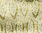 Rich 1950s Beaded Evening Bag - White & Ivory Beadwork Formal Purse with Leaf Pattern - 50s 60s Handbag with Bead Strap - Made in Hong Kong