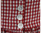 XS 1950s Dress - Red & White Cotton German Dirndl - Adorable 50s Corset Style Oktoberfest Frock - Bustle Back - Shell Buttons - Waist 24