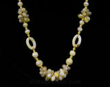 1930s Necklace - Pale Yellow Molded Glass Beads - Hand Strung - Probably 30s - May Be Later Era - Soft Hues - Spring - Summer - 42365