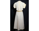 Size 4 1930s Dress - Nude Fleshtone Rayon 30s 40s Utility Chore Dress - Short Sleeve Work Wear by George Hess - Plastic Buttons - Waist 25