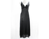 Size 6 Sexy Nightgown - 1970s Black Negligee with Bare Cutout Sides - Sleeveless Small 70s Summer Nightie by Mistee - As Is - Bust 34