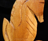 Vintage 1940s Hand Carved Sea Horse Pin - Seahorse Brooch - Summer Brown Wood 40s Beachy Sea Life - Artisan - Mint Condition - 34666-1