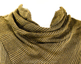 Size 12 1960s Gold Dress - Sparkling Metallic Lurex 60s Cocktail - Gorgeous Large Curvy Knit - Sleeveless Cowl Neck with Belt - Bust 38.5