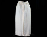 Size 14 Antique Ivory Day Skirt - 1910s Summer Weight Cotton - Faux Pockets & Shell Buttons - As Is - Poor Condition - Salvage - Waist 32