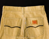 1970s Tan Corduroy Skinny Pants by Levi's - Boys 14 or Mens XS Light Brown Cotton Hippie Trousers - 70s Levis Denim Label - Waist 27