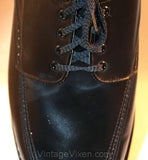 Men's Size 12 Shoes - Black 1960s Mens Oxford Dress Shoes - Marked 12D Wide Width - 60s Classic Mid Century Deadstock NIB Original Box