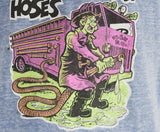 Vintage Joke Tee - Men's Medium 1970s T Shirt - Firemen Have The Longest Hoses - Vulgar Humor 70s T-Shirt - Brindled Blue - Chest 42 - 50040