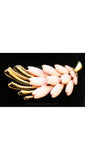 Vintage 50s Pink Plastic Floral Spray Pin - Spring 1950s Pink & Gold Brooch - Stylized Flowers Feathers - Kitsch - Thermoset - 33940-1