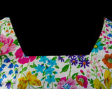 Size 12 Summer Dress - 1960s Preppy Novelty Print Floral Sleeveless Fit & Flare - 60s Poppy Flowers Daisies and Butterflies - Waist 31