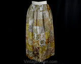 Size 8 Autumn Maxi Skirt - Chic Bohemian Cotton Patchwork Skirt - Golden Tawny Brown Sage Copper Sateen - Ankle Length - Waist 26.5 - 50779