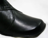 Size 7 Black Boots - Authentic Early 1960s Deadstock - Waterproof Vinyl - Fleece Lined - 60s - Faux Buckle - Rain Dears - Tall Winter Shoes