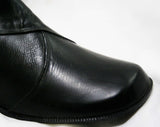 Size 6 Black Boots - Authentic Early 1960s Deadstock - Waterproof Vinyl - Fleece Lined - 60s - Faux Buckle - Rain Dears - Tall Winter Shoes