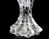 Matched Pair Art Deco Style Perfume Bottles - Clear Pressed Glass Starburst Sunburst Design - 1940s 50s Glam Boudoir Vanity - Two Containers