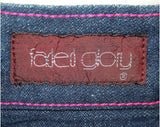 Size 2 Blue Skinny Jeans - Retro 1970s Dark Denim with Hot Pink Arrow Motif Pockets - XXS 70s Faded Glory Pants - Waist 25.5 - NWT Deadstock