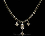 Princess Style 1950s Rhinestone Necklace with Pretty Drops - Clear Glass - 50s Classic Jewelry - Cocktail - Evening - Pageant - 32988