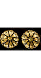 Citrus Yellow Rhinestone Daisy Pin & Earrings - Spring - Trio Of Flowers - Glass - 1960s Floral Demi Parure - Excellent - 25142-1