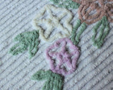 Floral Chenille Bedspread - 1950s Soft Classic Cottage Bedroom Linens - Plush Cotton - 50s Twin Full or Double Bed Cover - 92 x 105 Inches