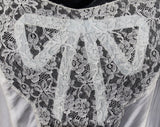 Size 2 White Rayon 1940s Dress Slip with Deco Ribbon Bows - Silky Bias Cut Authentic 40s Lingerie - XXS Full Slip - Lace Bust - Bust 31.5