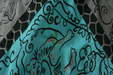 Size 4 Wonderful 1940s Turquoise Jungle Print Rayon Dress - Novelty Print - Blue & Gray 40s Swing Cocktail - Full Skirt - Waist 25 - 40839