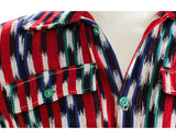 Size Medium Men's Western Shirt - Late 40s 50s Cowboy Top - Like Chimayo Saltillo Handwoven Cotton - Red Green Blue Americana - Chest 43