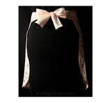 Charming 1930s Pink Floral Print Organdy Apron - Small Medium Apron - Size 6 to 10 - Feminine - Cute Sheer Cotton - Waist 26 to 28 - 30494-1