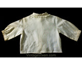 Girls 2T Old Fashioned Shirt - 1960s Ecru Cotton Girl's Top with Peter Pan Collar - Long Sleeved Antique Reenactment Style Blouse - Chest 26