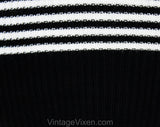 Size 6 Sweater Vest - 1970s Sleeveless V Neck Pullover - Black & White Striped Knit Top - Cute Fall Autumn 70s NWT Deadstock - Bust 34