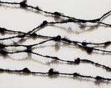 Black Nubby Chenille Yarn - One Single Skein 1 Ounce - 1950s 60s Thin Fingering Weight Knitting Fiber Arts - Hoopla by Unger Acetate & Nylon