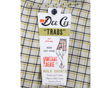Teen Boy's 1960s Shorts - Size 18 Preppy Mustard Plaid Bermuda Shorts - 60s Summer Ivy League Style Classic Deadstock NWT - Waist 28.5