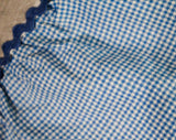 1940s Gingham Apron with Sheer Heart Shapes - Small Size 40s Half Apron - 40's Sweetheart Housewife Blue & White Cotton - Rick Rack