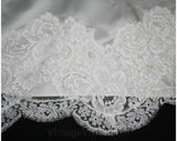 Size 8 Wedding Dress - Gorgeous Pearls & Lace-on-Satin Bridal Gown with Formal Detachable Train - 1960s Empire - Deadstock - Bust 34.5