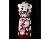 Size 8 Daisy Print 60s Dress - Mod 1960s Floral Cotton Sheath - Burgundy & White Sleeveless Summer Preppie Shirtdress - NWT NOS Deadstock