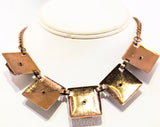 1950s Renoir Style MCM Necklace - Copper Brown Glitter & Bronze 50s Molded Plastic Mid Century Jewelry - Rockabilly Femme 1950's Casual