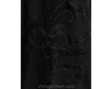 Size 8 Black 1930s Half Slip - Silky Bias Cut Rayon Authentic 30s Lingerie - Satin Appliques & Scallops - Juliana - Waist 22 to 28 - 50696