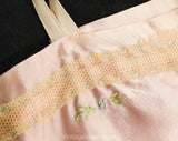 Antique Pink Satin Baby Dress - Infant's Chemise with Ribbons & Embroidery - Size 6 to 9 Months - Girls Spring 1910s 1920s Under Dress