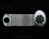 Big Bold Cufflinks - Gray Glass & Silver Metal - Men's Cuff Links - 60s Pimp Style - Mint Condition - Silvertone - 1960s Gift Idea - 42538