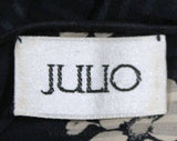 Size 6 Designer Dress by Julio Espada - Gorgeous Navy Silk Small Floral Cocktail - Exquisite Striped Dark Blue Satin Chiffon - Spring Summer