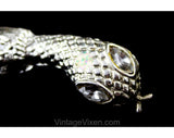70s Snake Belt - Dramatic Silvertone Metal Scales & Clear Rhinestone Eyes - DivaTastic Reptile Style - 1970s Glamour Girl - Sm Med Deadstock