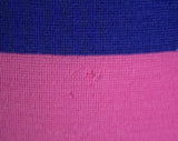 Size 6 Designer Dress - Jean Patou Boutique Paris - Black Wool Knit with Blue, Pink, Purple Color Block Skirt - Ribbed Waist - Late 60s 70s