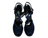 Size 5 1/2 1940s Platform Shoes - Chic Navy Blue Suede Pumps - Beautiful Asymmetric Dovetailed Straps - 40s Pin Up Goddess - NOS Deadstock