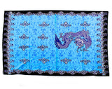 1960s Cotton Dragon Batik Print Fabric - 1.8 Yards Turquoise Blue & Black Panel Yardage - 60s 70s Summer Bohemian Border Print Sarong Wrap