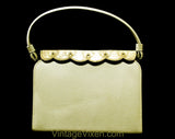 Posh 1950s Neutral Purse with Gorgeous Metalwork - Faux Reptile 50s Handbag by After Five with Original Tag - Coin Purse - Mid Century Chic