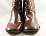 Girls Brown Boots - Child Size 3 - 1950s 60s Equestrian Look - Faux Lace Up - Girl's Street Shoes with Riding Boot Style - NOS Deadstock