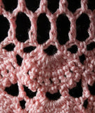 Size 6 Hippie Chic Pink See-Through Crochet Top - Sheer Fish Net Summer Tank - Boho 1970s Spring Knit - Mint Condition - Bust 36 - 36956-1