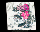 Asian Koi Fish Pillow Case - 60s 70s Thai Silk Novelty Print - Tropical Botanical Pink & Blue Gray - Square 16" Decorator Pillowcase Cover