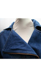 Size 4 Zipper Chic Denim Dress - Sophisticated 1990s Curvy - Small 90s Club Wear Dress - Long Sleeve Blue Denim - Waist 24.5 - 39768-1