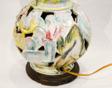 1930s Jazz Orchestra Lamp - Marvelous Musician Music Novelty Scene 30s 40s Art Deco - Pastel Pink Blue Yellow Ceramic & Asian Wood Base