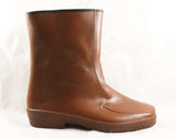 Boys Brown Galoshes - Big Boy's Size 5 - Authentic 1960s Boot - Child's 60s Rain Boots - Waterproof Rubber Tall Shoes - NOS Deadstock